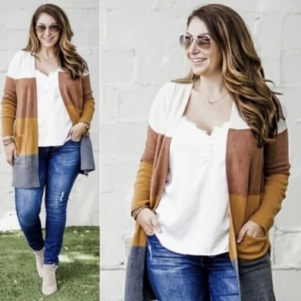 Madewell Kent Frayed Alpaca Wool Striped Wrap Cardigan Duster
